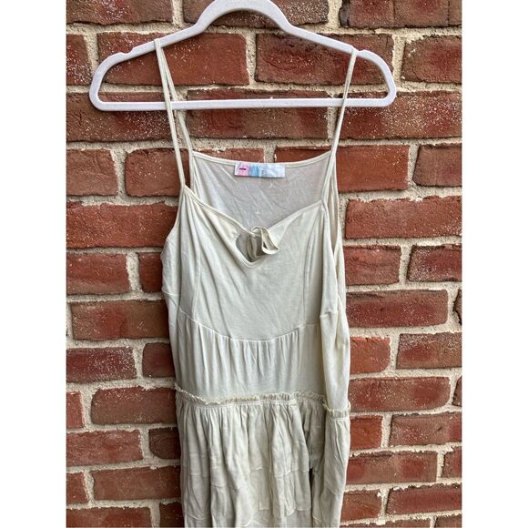 Free People Beach Noelle Women's Spaghetti Strap Tiered Mini Dress beige Medium - Picture 5 of 9